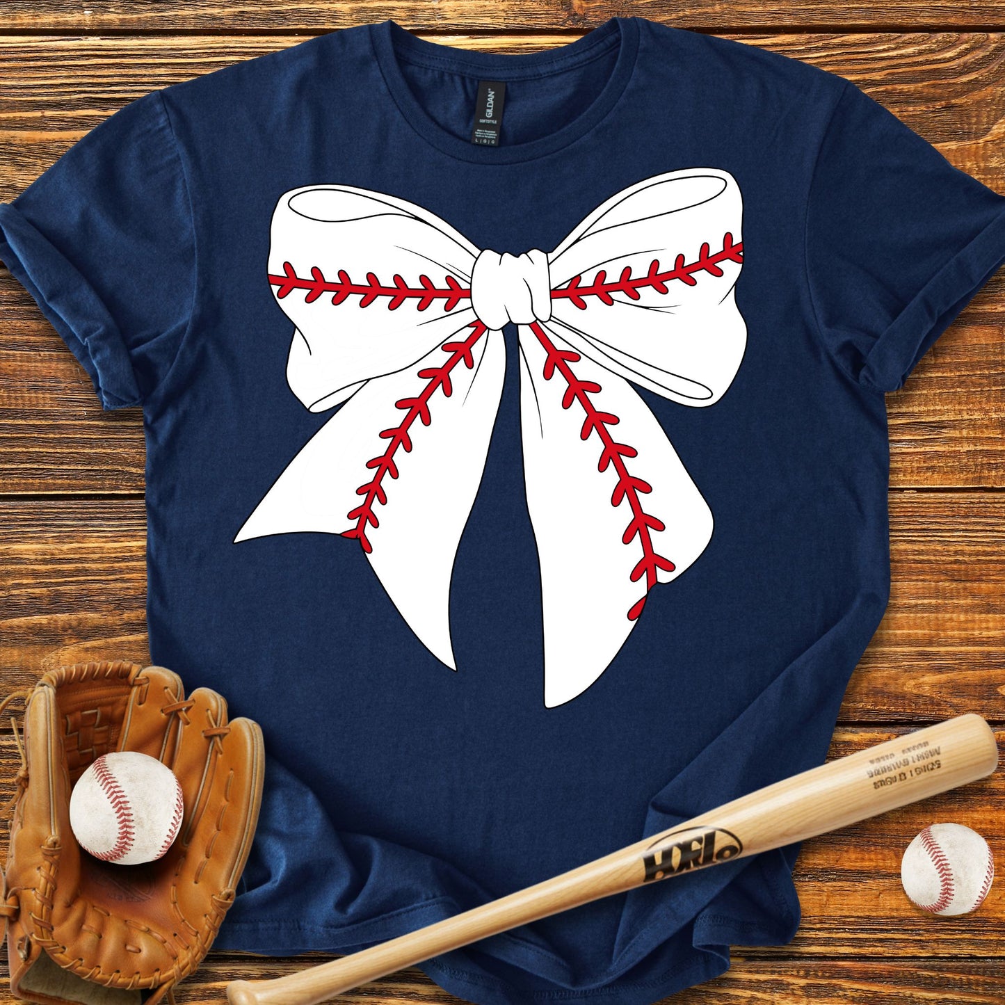 Baseball Coquette Bow Adult T-Shirt
