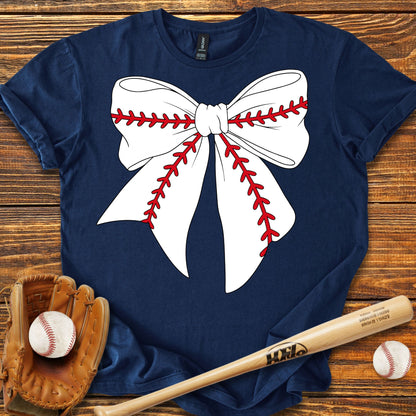 Baseball Coquette Bow Adult T-Shirt