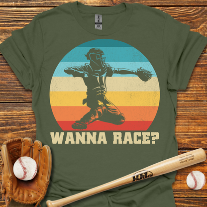 Wanna Race? Pitcher Adult T-Shirt