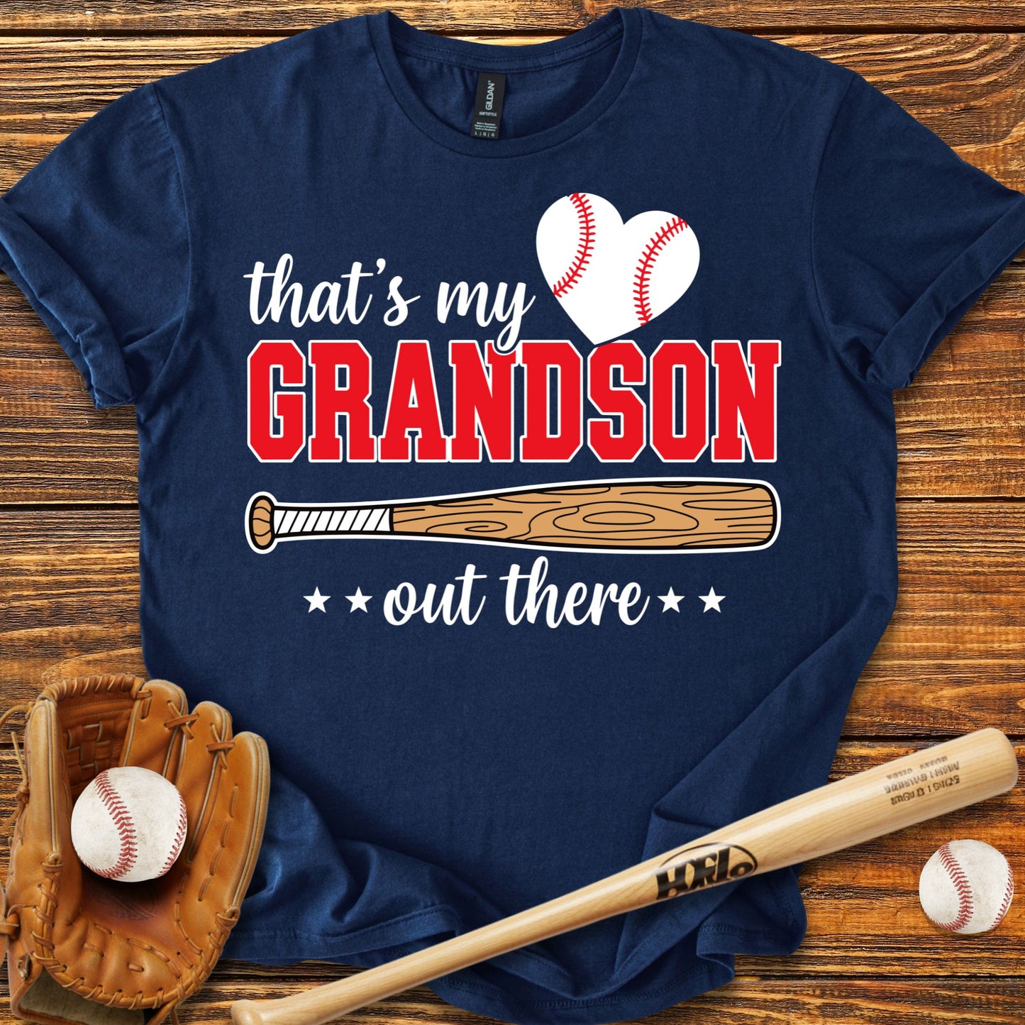 Grandson Out There Grandma Adult T-Shirt