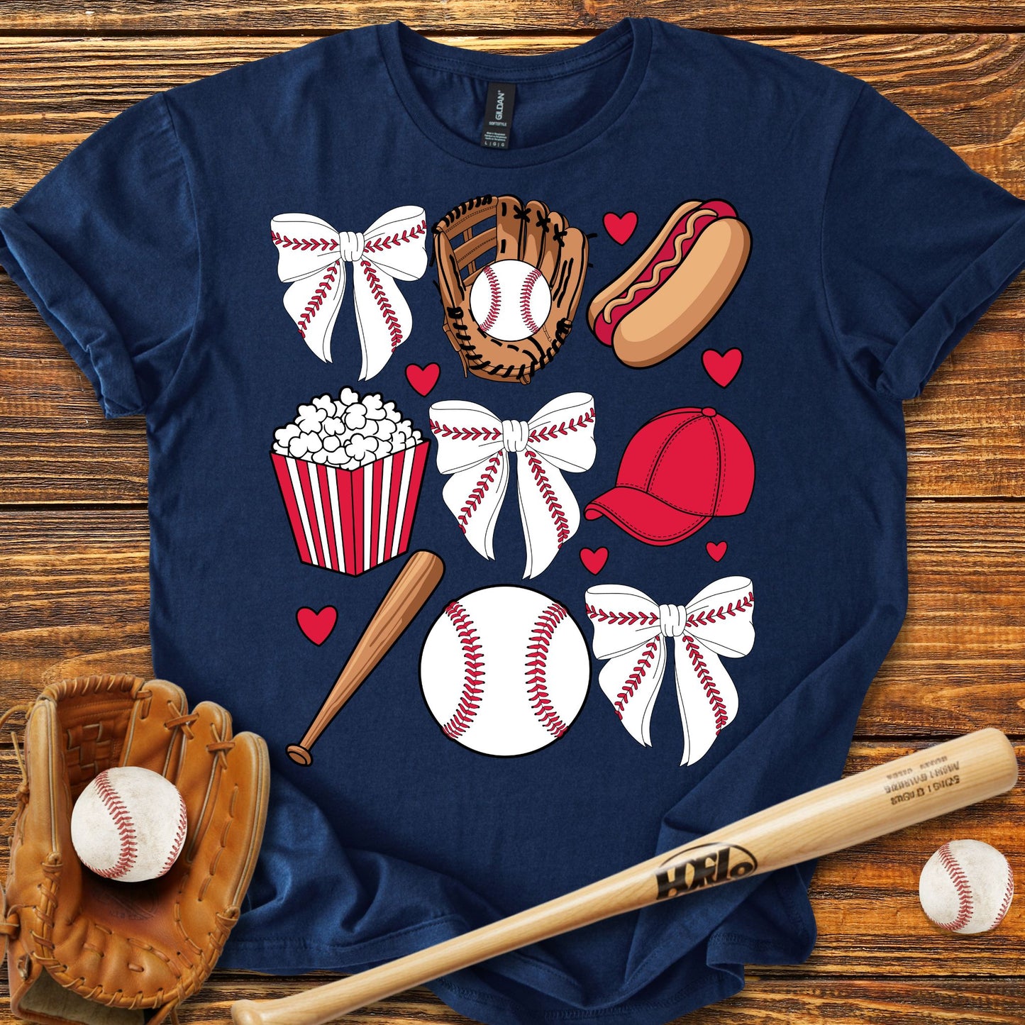 Baseball Coquette Bow Adult T-Shirt