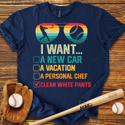 White Baseball Pants Adult T-Shirt