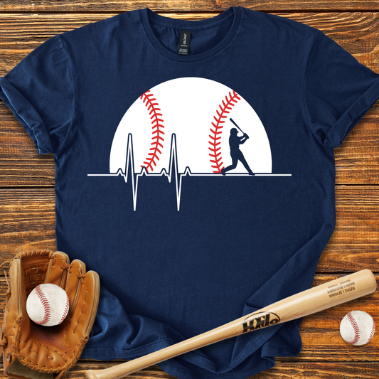 Baseball Heartbeat Adult T-Shirt