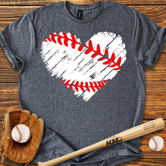 Baseball Heart Adult T-shirt