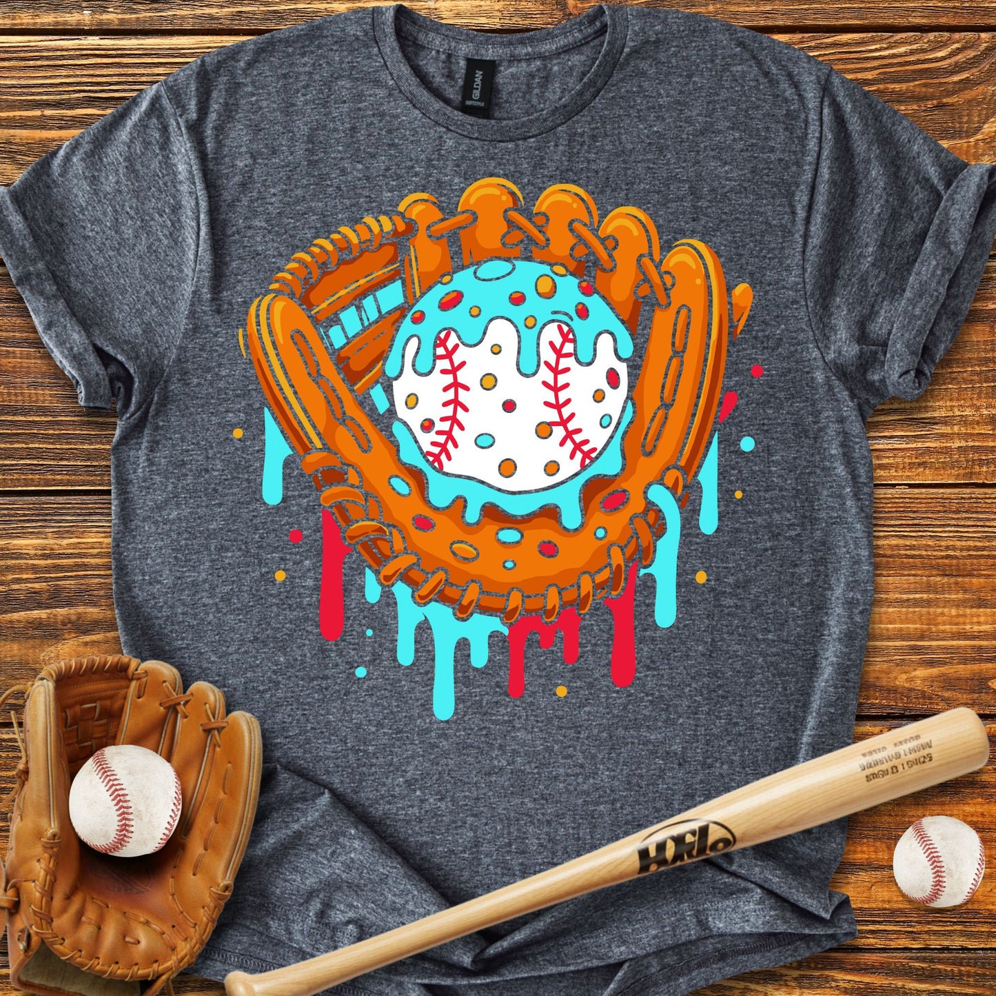 Drip Baseball Glove Adult T-shirt