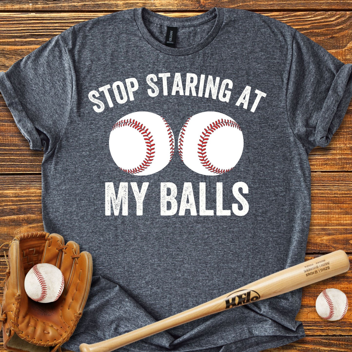 Stop Staring at My Balls Adult T-shirt