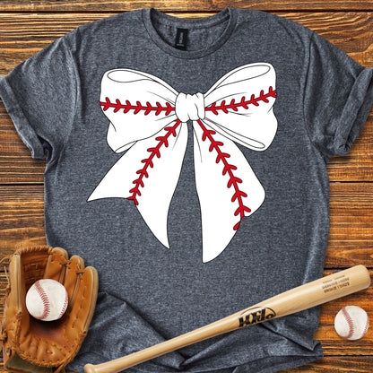 Baseball Coquette Bow Adult T-Shirt