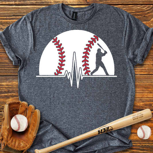 Baseball Heartbeat Adult T-Shirt