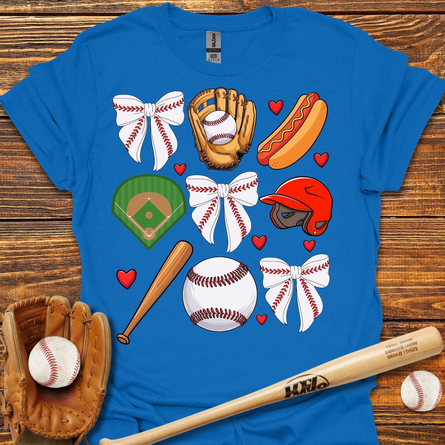 Baseball Coquette Bow Adult T-Shirt