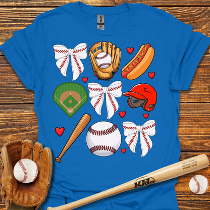 Baseball Coquette Bow Adult T-Shirt
