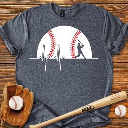 Baseball Heartbeat Adult T-Shirt