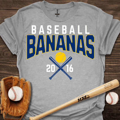Bananas Retro Baseball Adult T-Shirt