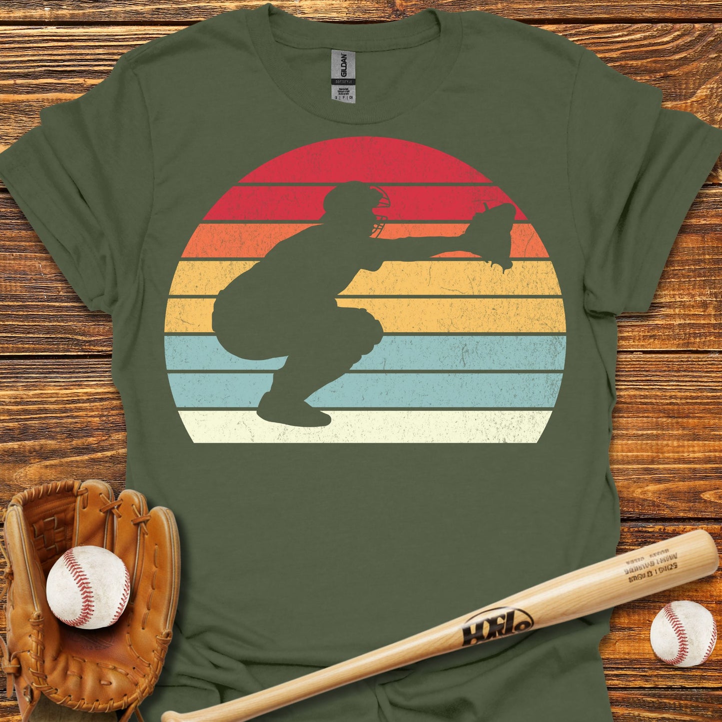 Vintage Catcher Adult T-Shirt