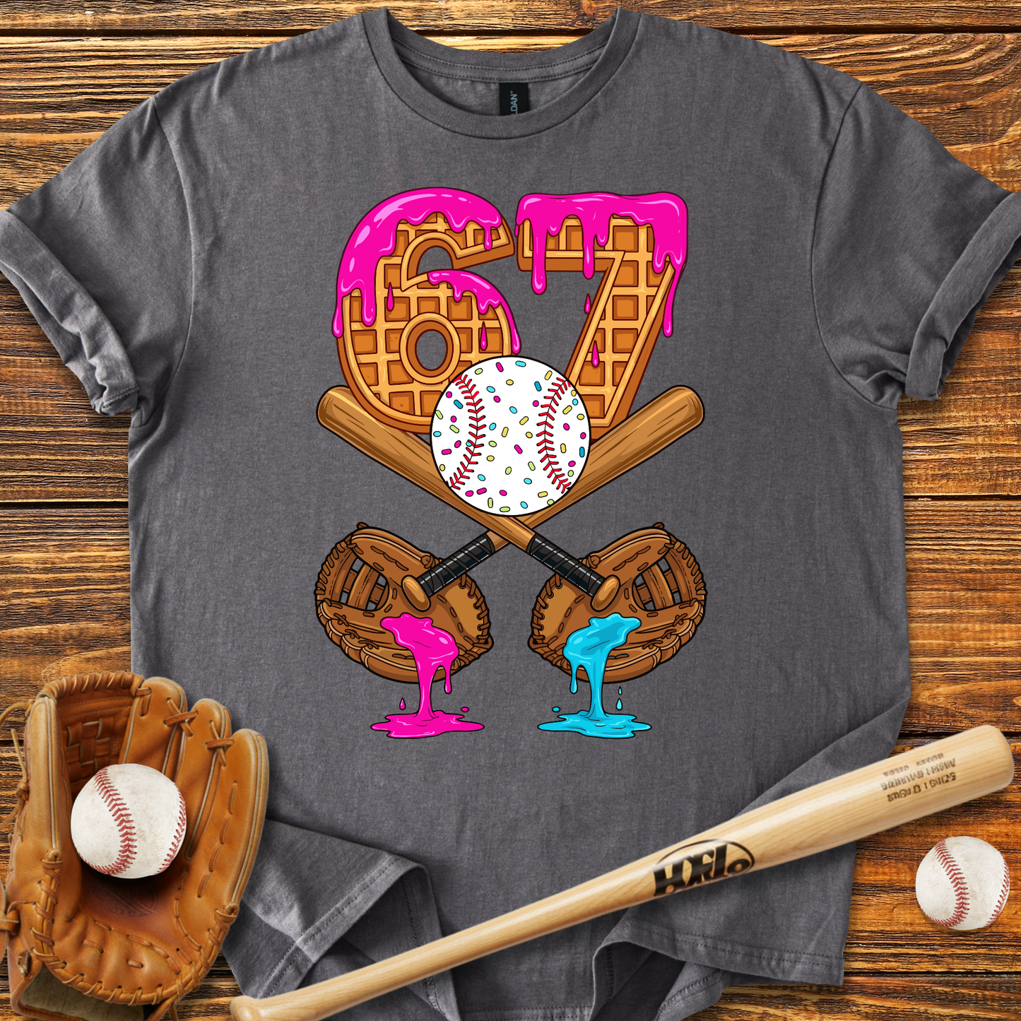 Baseball Drip 67 Catcher Adult T-Shirt