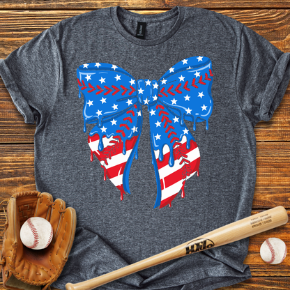 Baseball Bow USA Drip Adult T-Shirt