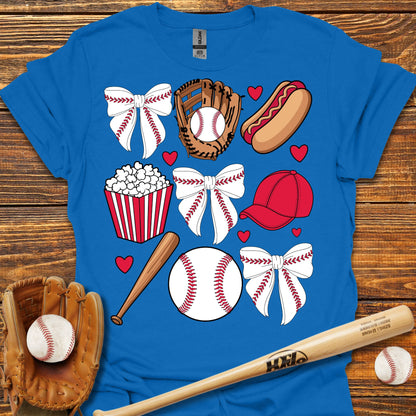 Baseball Coquette Bow Adult T-Shirt