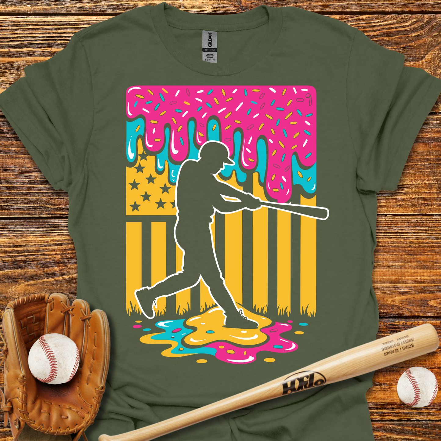 USA Flag Drip Adult T-Shirt