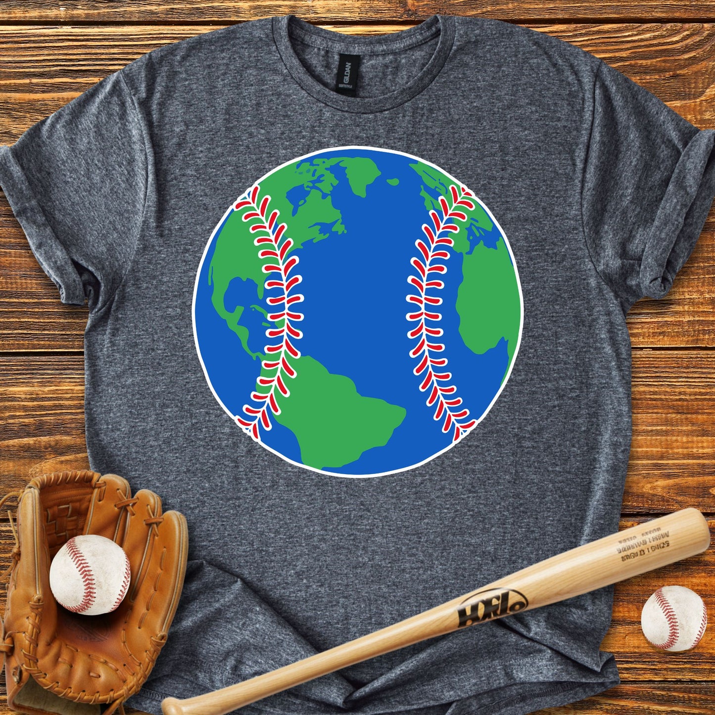 Baseball Earth Adult T-Shirt