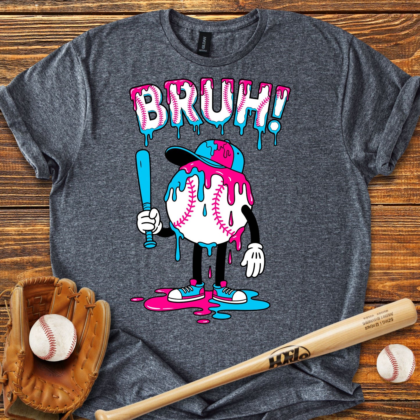 Bruh Baseball Drip Adult T-Shirt