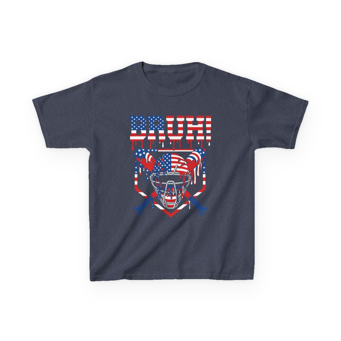 Bruh Patriotic Catcher Drip Kids T-shirt