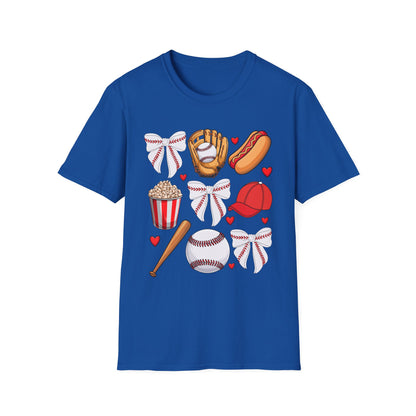 Baseball & Movie Night Unisex Softstyle T-Shirt, Sports Fan Tee, Gift for Dad, Summer Outing Shirt, Movie Lovers Apparel