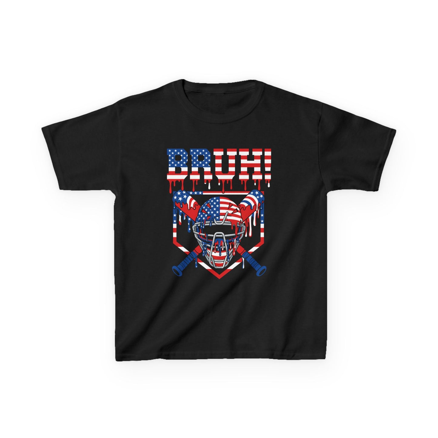 Bruh Patriotic Catcher Drip Kids T-shirt