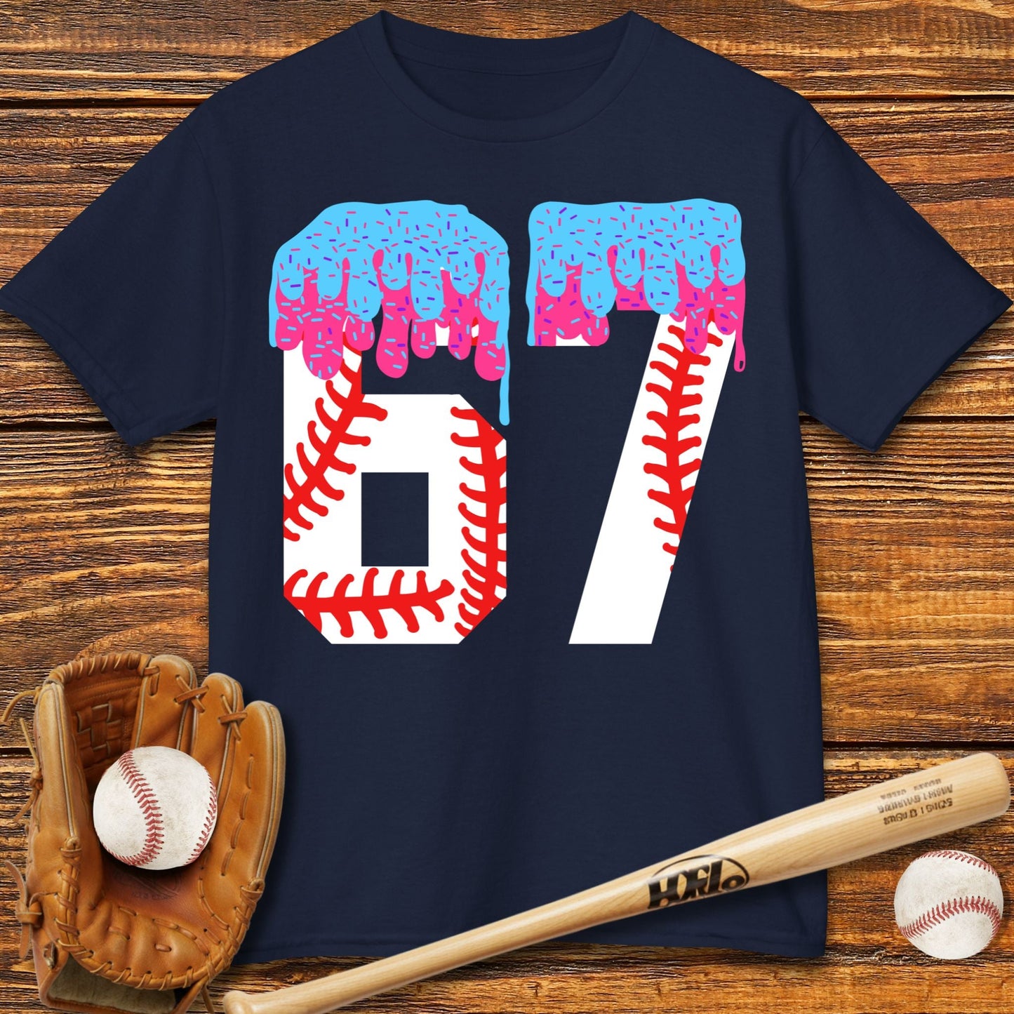 67 Baseball Drip Kids T-shirt - HomeRun PrintsKids clothes