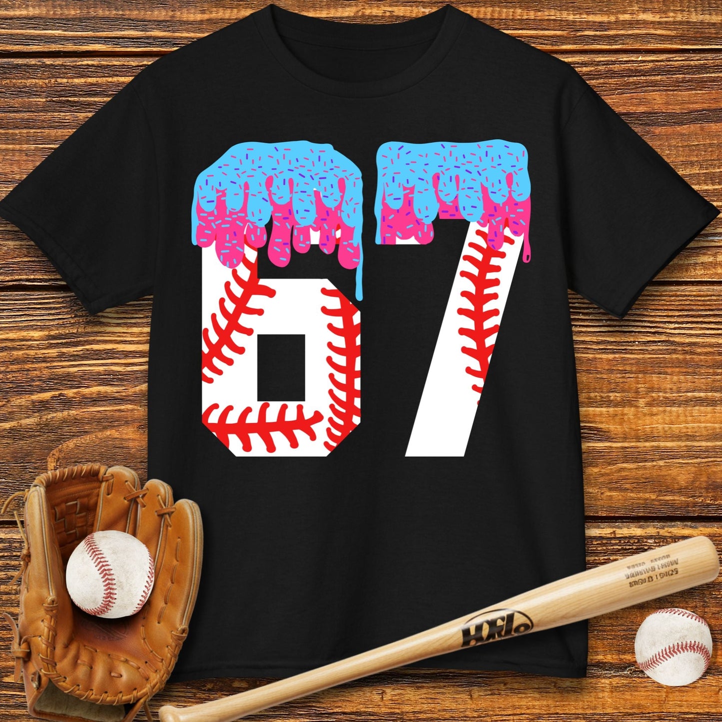 67 Baseball Drip Kids T-shirt - HomeRun PrintsKids clothes