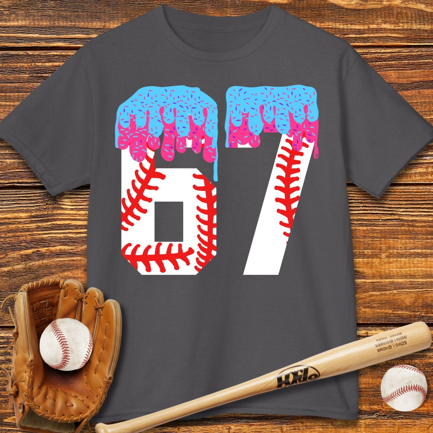 67 Baseball Drip Kids T-shirt - HomeRun PrintsKids clothes