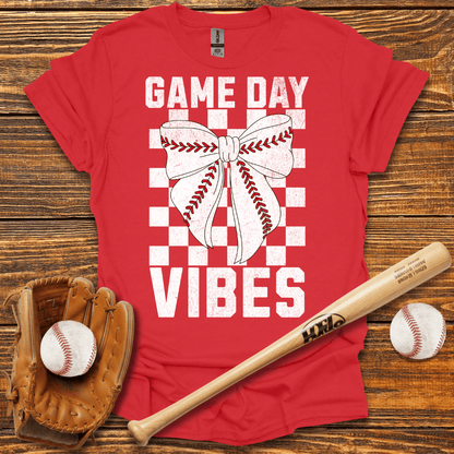 Game Day Baseball Bow Adult T-Shirt