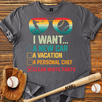 White Baseball Pants Adult T-Shirt