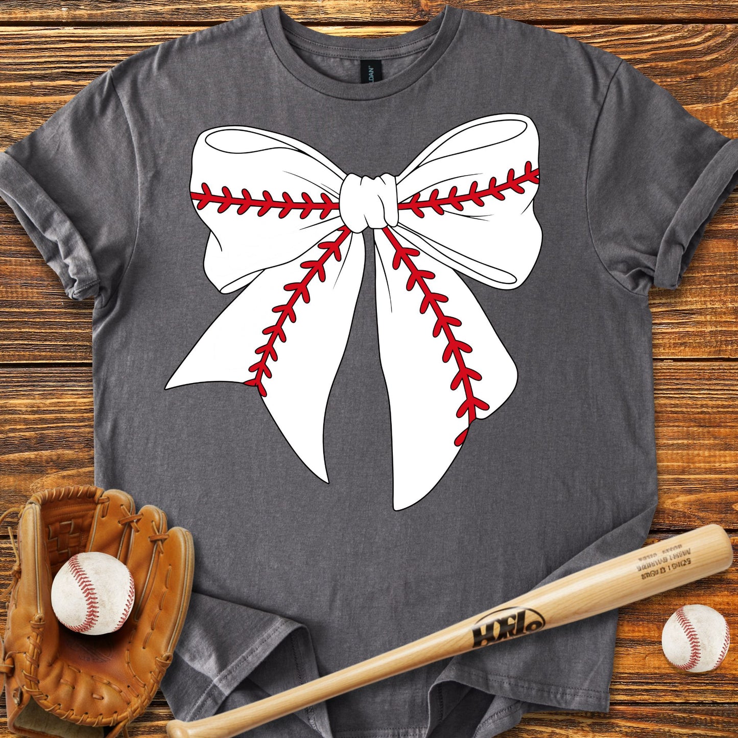 Baseball Coquette Bow Adult T-Shirt