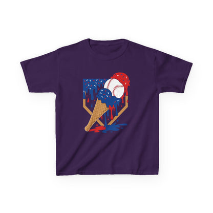 USA Baseball Ice Cream Drip Kids T-shirt