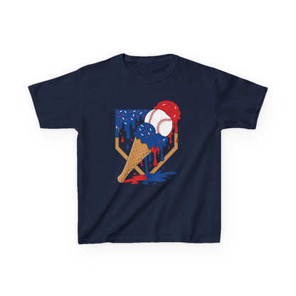 USA Baseball Ice Cream Drip Kids T-shirt