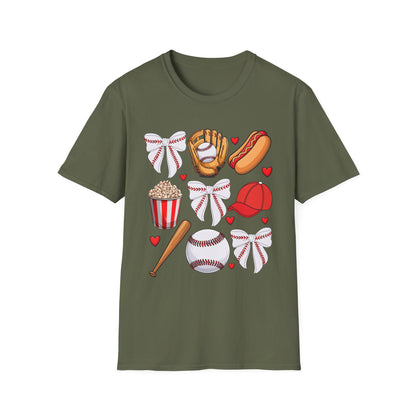 Baseball & Movie Night Unisex Softstyle T-Shirt, Sports Fan Tee, Gift for Dad, Summer Outing Shirt, Movie Lovers Apparel