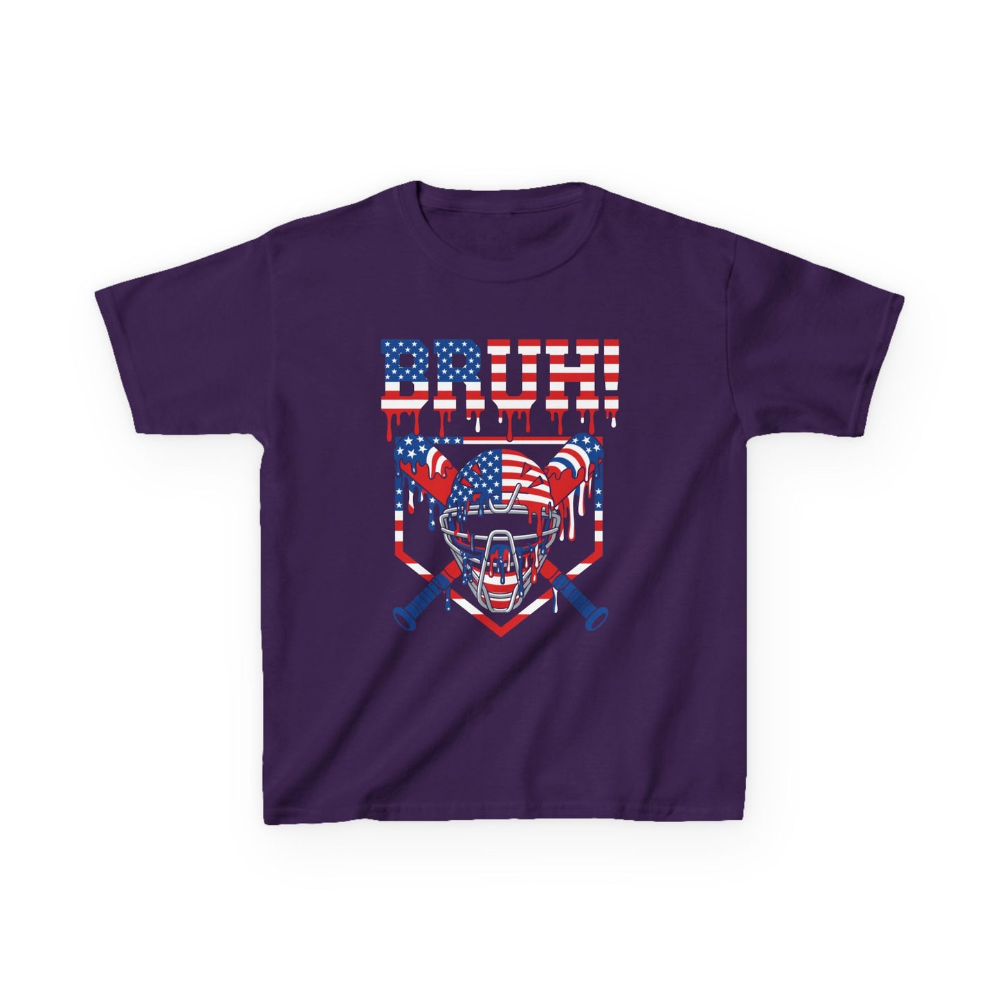 Bruh Patriotic Catcher Drip Kids T-shirt