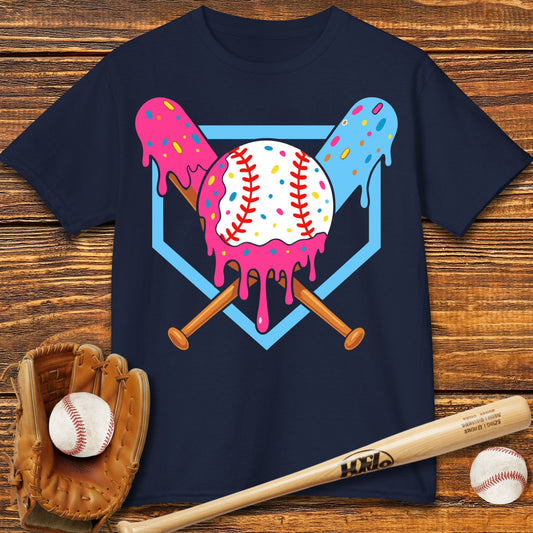 Baseball Ice Cream Drip Kids T-shirt