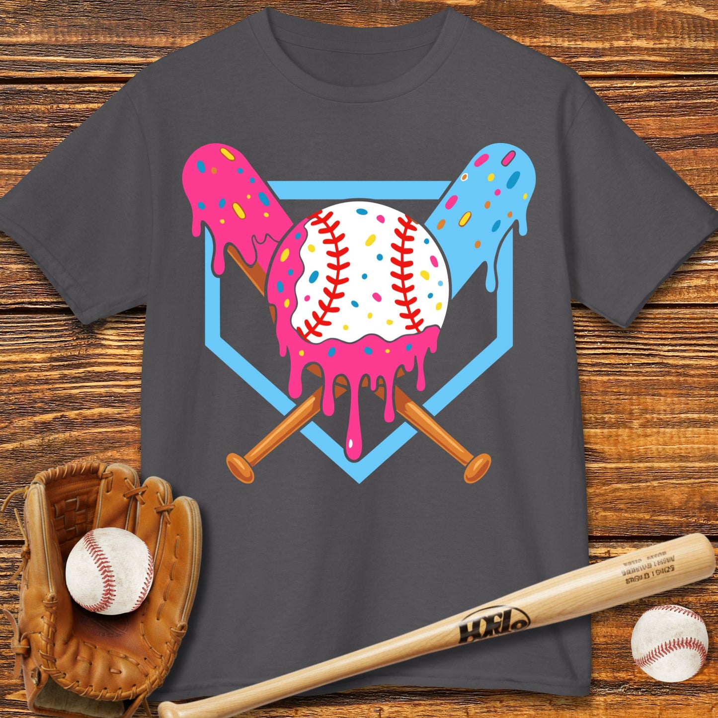 Baseball Ice Cream Drip Kids T-shirt