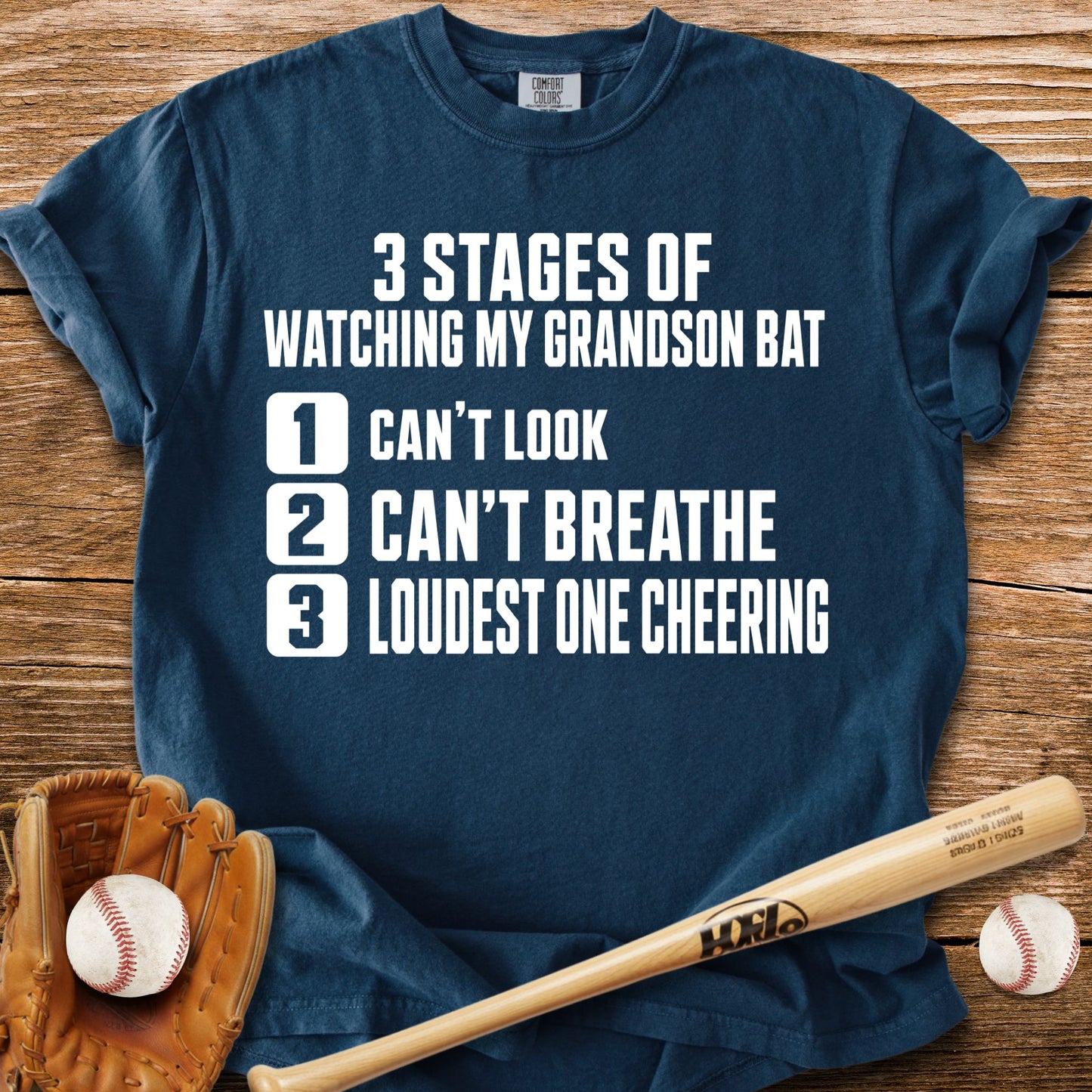 Grandson Bats Grandma Panics T-Shirt