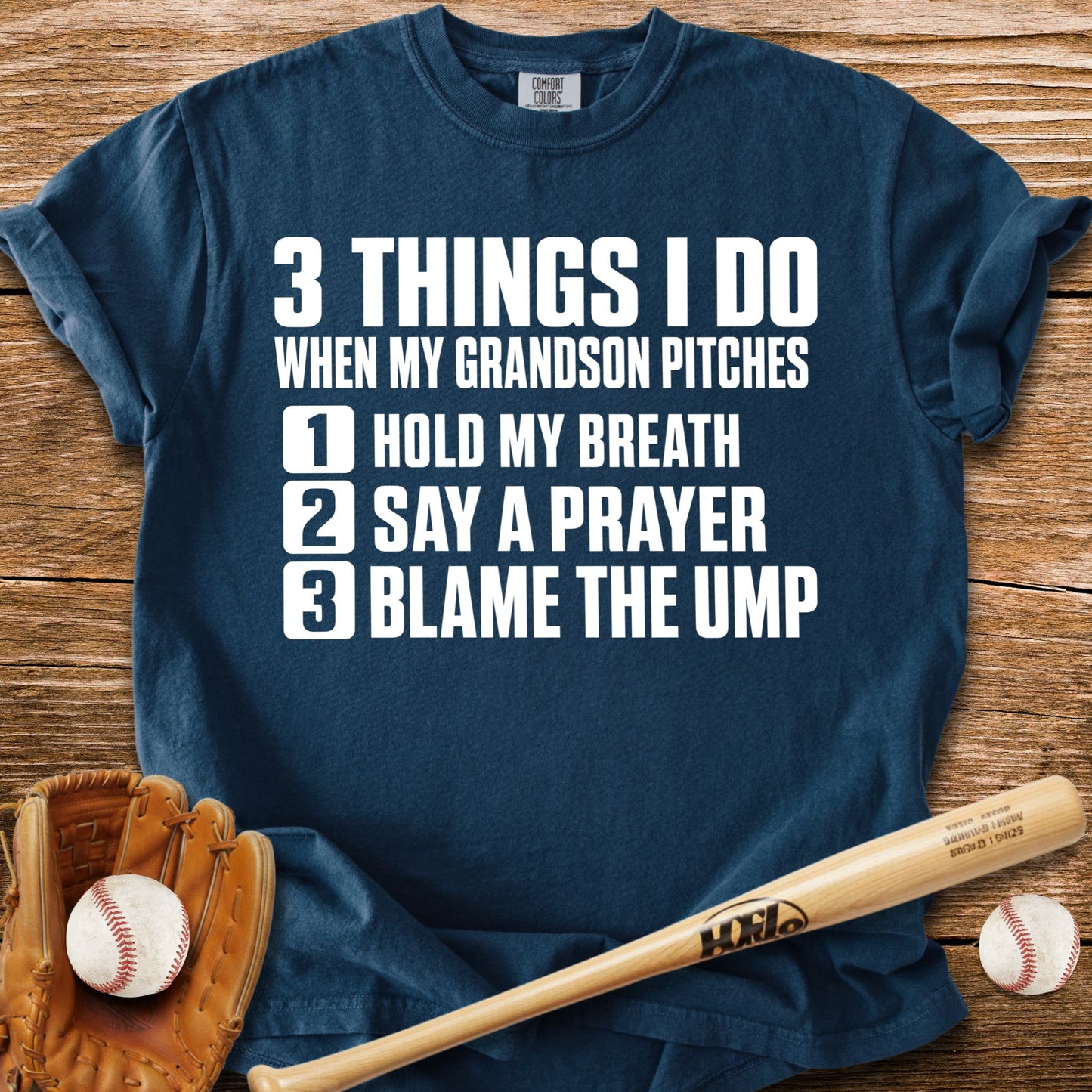 Grandson Pitches Grandma Prays T-Shirt