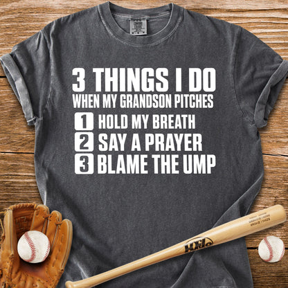 Grandson Pitches Grandma Prays T-Shirt