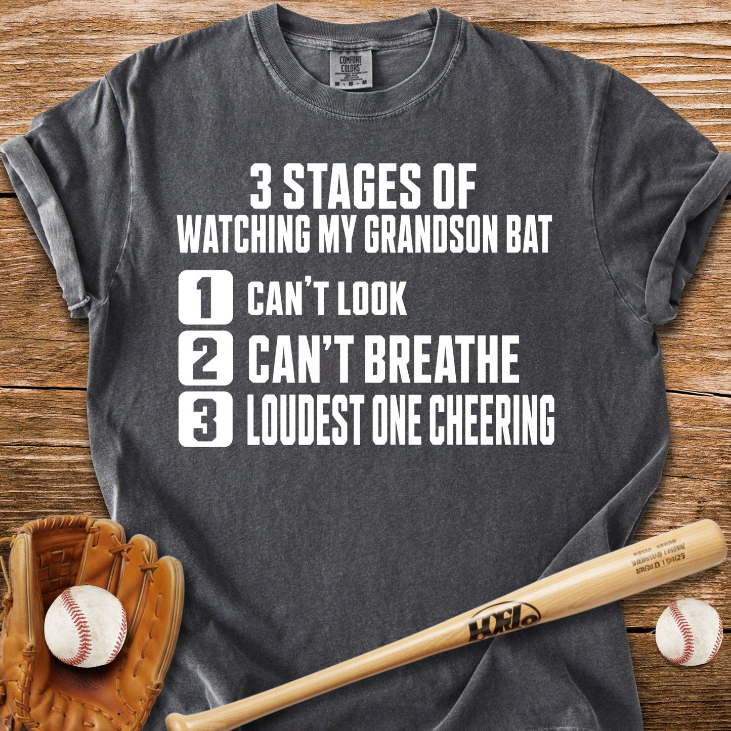 Grandson Bats Grandma Panics T-Shirt