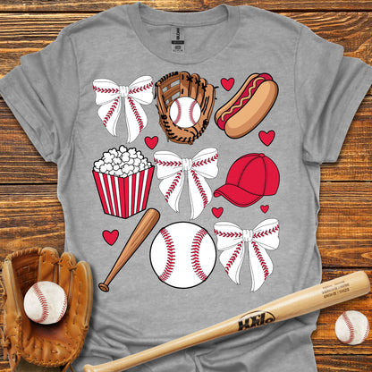 Baseball Coquette Bow Adult T-Shirt