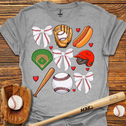 Baseball Coquette Bow Adult T-Shirt