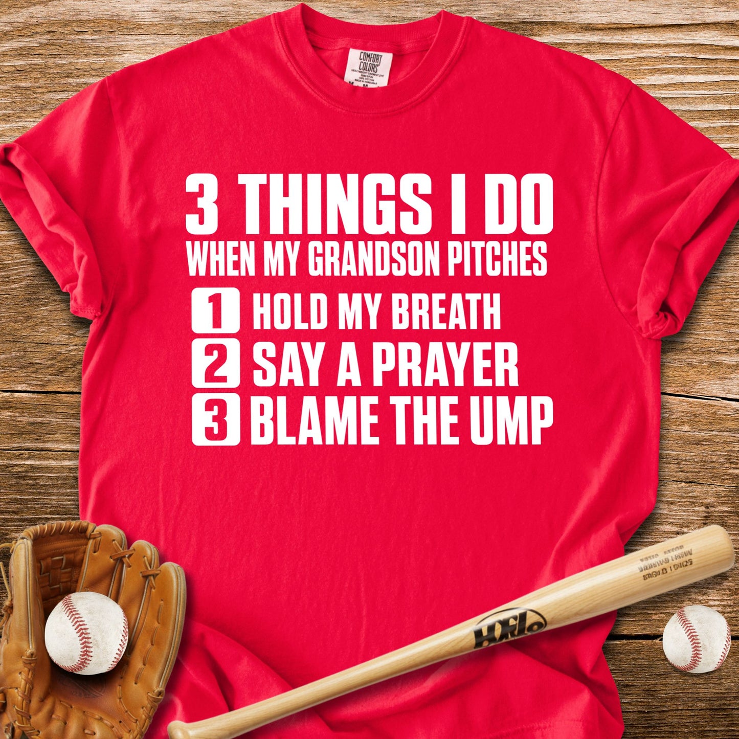 Grandson Pitches Grandma Prays T-Shirt