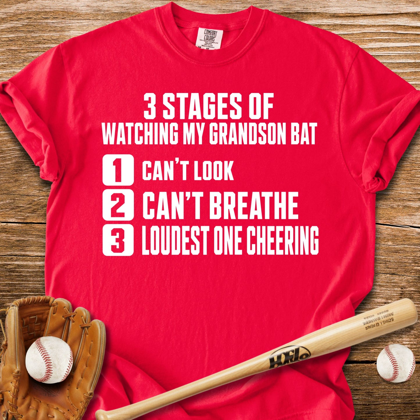 Grandson Bats Grandma Panics T-Shirt