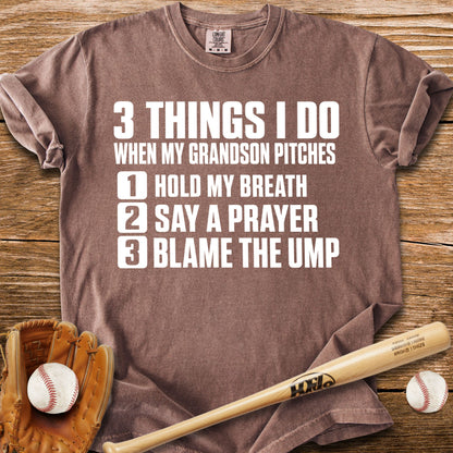 Grandson Pitches Grandma Prays T-Shirt