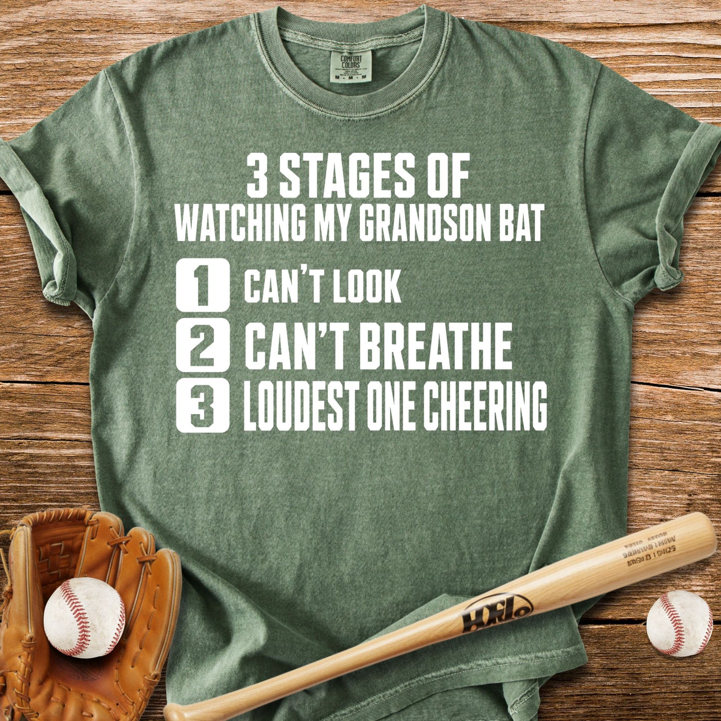 Grandson Bats Grandma Panics T-Shirt