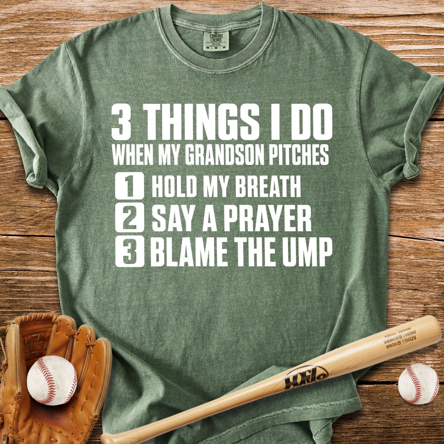 Grandson Pitches Grandma Prays T-Shirt