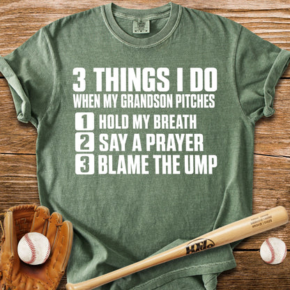 Grandson Pitches Grandma Prays T-Shirt
